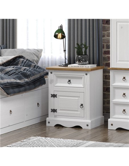 Core Products Corona White 1 door, 1 drawer bedside cabinet , CRW110 - pic 117176 | FastDaddyshop