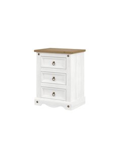 Core Products Corona White 3 drawer bedside cabinet , CRW111