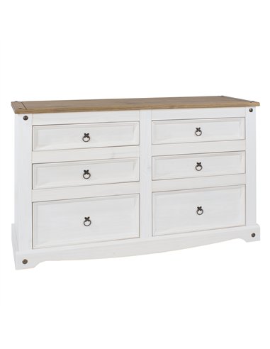 Core Products Corona White 3+3 drawer wide chest , CRW113