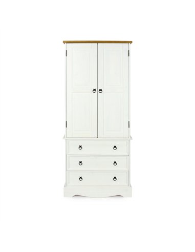 Core Products Corona White 2 door, 3 drawer wardrobe, CRW123