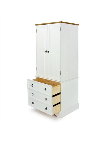 Core Products Corona White 2 door, 3 drawer wardrobe, CRW123