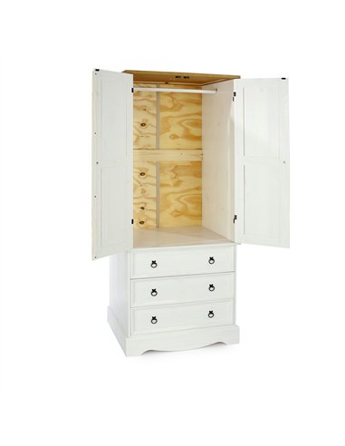 Core Products Corona White 2 door, 3 drawer wardrobe, CRW123