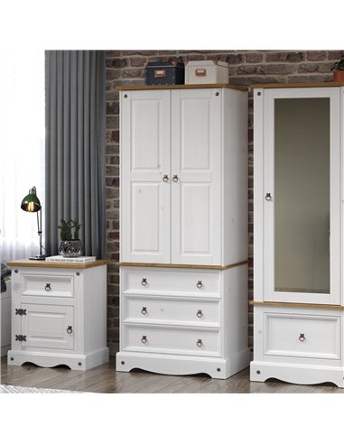 Core Products Corona White 2 door, 3 drawer wardrobe, CRW123