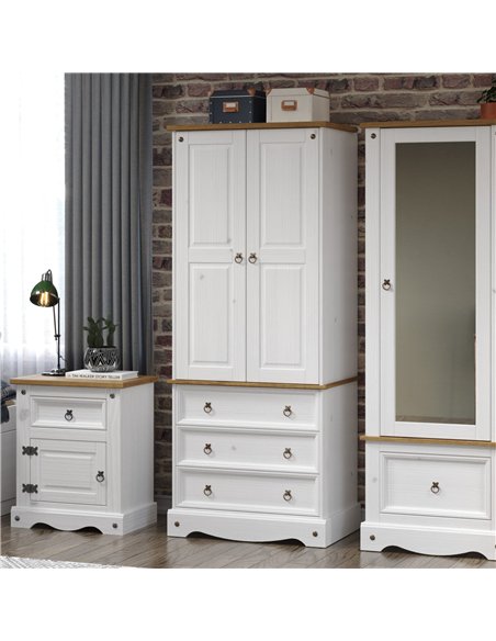 Core Products Corona White 2 door, 3 drawer wardrobe, CRW123 - pic 117205 | FastDaddyshop