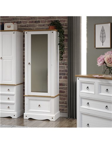 Core Products Corona White armoire with mirrored door, CRW125