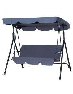 Outsunny 3 Seater Canopy Garden Swing Chair with Top Roof, Grey