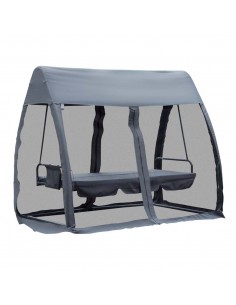 Outsunny Swing Chair Lounger Bed, 3 Persons, Convertible, Grey