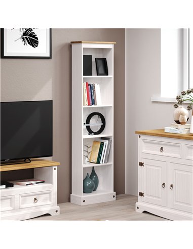 Core Products Corona White tall narrow bookcase, CRW746