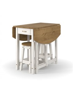 Core Products Corona White oval breakfast drop leaf gateleg table & 2 stool set, CRWTBSET5 2