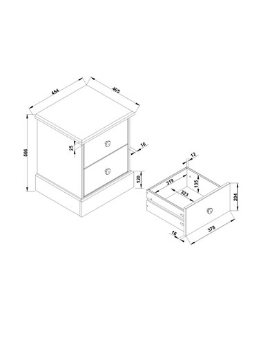 Core Products Cotswold 2 drawer bedside cabinet, CT110