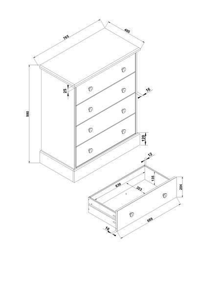 Core Products Cotswold 4 drawer chest, CT114 - pic 117284 | FastDaddyshop