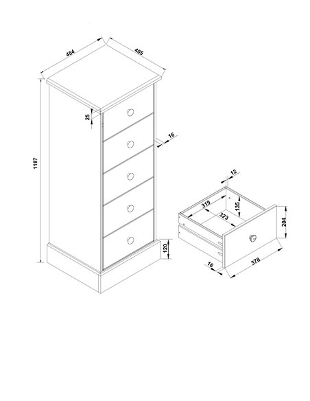 Core Products Cotswold 5 drawer narrow chest, CT117 - pic 117290 | FastDaddyshop