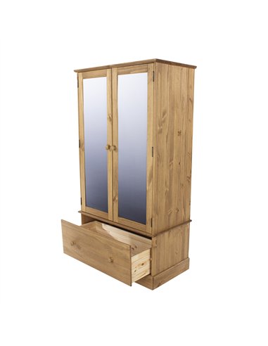 Core Products Cotswold 2 mirror door, 1 drawer wardrobe, CT181