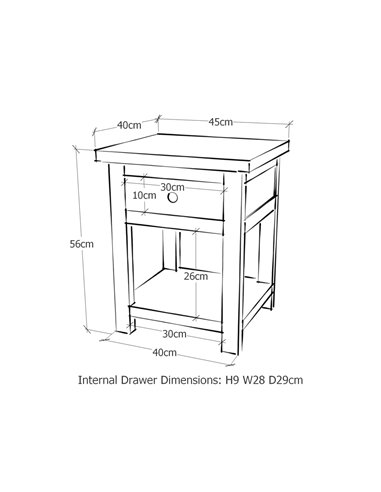Core Products Dunkeld 1 drawer bedside cabinet, DK208
