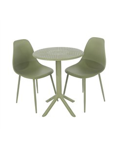 Core Products Rimini 3 piece Cala bistro table & 2 chair set outdoor grade, moss green, GRDTC101-MG