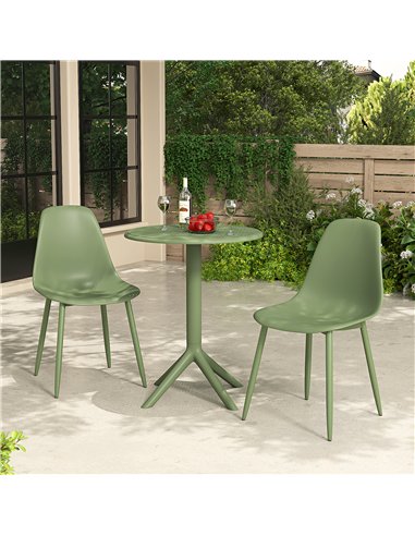 Core Products Rimini 3 piece Cala bistro table & 2 chair set outdoor grade, moss green, GRDTC101-MG