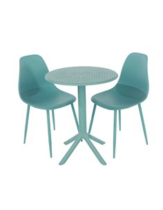 Core Products Rimini 3 piece Cala bistro table & 2 chair set outdoor grade, sky blue, GRDTC101-SB