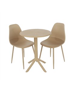 Core Products Rimini 3 piece Cala bistro table & 2 chair set outdoor grade, sand, GRDTC101-SN