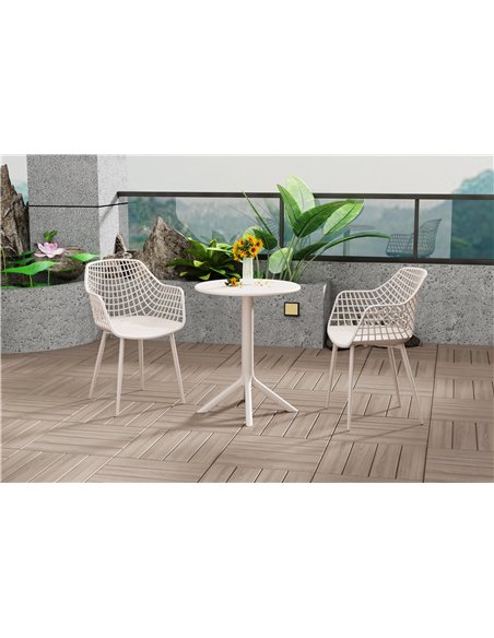 Core Products Rimini 3 piece Lattice bistro table & 2 armchair set, outdoor grade, calico, GRDTC102-CL - pic 117453 | FastDaddyshop