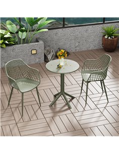 Core Products Rimini 3 piece Lattice bistro table & 2 armchair set, outdoor grade, moss green, GRDTC102-MG