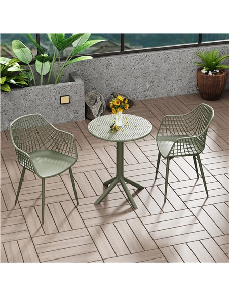 Core Products Rimini 3 piece Lattice bistro table & 2 armchair set, outdoor grade, moss green, GRDTC102-MG - pic 117454 | FastDaddyshop