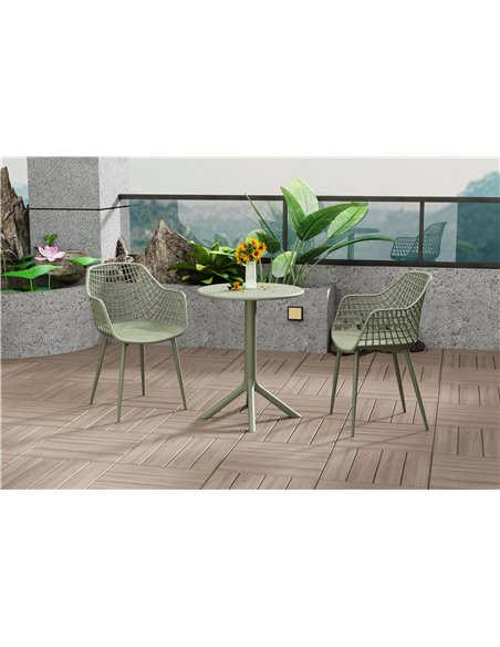 Core Products Rimini 3 piece Lattice bistro table & 2 armchair set, outdoor grade, moss green, GRDTC102-MG - pic 117455 | FastDaddyshop
