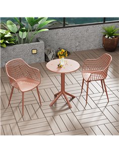 Core Products Rimini 3 piece Lattice bistro table & 2 armchair set, outdoor grade, terracotta, GRDTC102-TR
