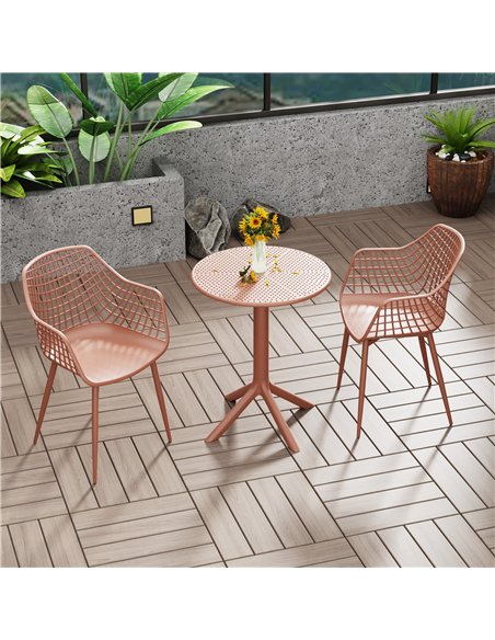 Core Products Rimini 3 piece Lattice bistro table & 2 armchair set, outdoor grade, terracotta, GRDTC102-TR - pic 117456 | FastDaddyshop