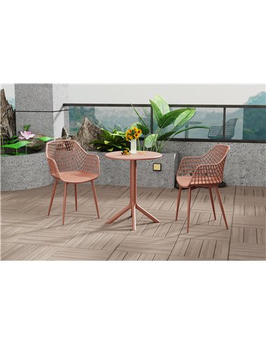 Core Products Rimini 3 piece Lattice bistro table & 2 armchair set, outdoor grade, terracotta, GRDTC102-TR