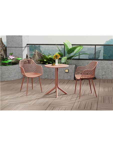 Core Products Rimini 3 piece Lattice bistro table & 2 armchair set, outdoor grade, terracotta, GRDTC102-TR - pic 117457 | FastDaddyshop