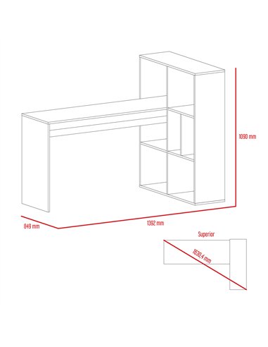 Core Products Harvard corner desk with bookcase, HR104