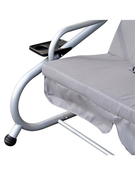 Outsunny 2-in-1 Garden Swing Seat Bed 3 Seater Swing Chair Hammock Bench Bed with Tilting Canopy and 2 Cushions, Grey - pic 11749 | FastDaddyshop