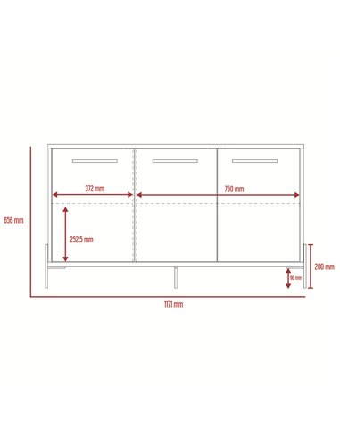 Core Products Harvard medium sideboard with 3 doors , HR916