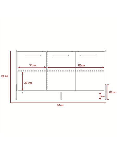 Core Products Harvard medium sideboard with 3 doors , HR916 - pic 117510 | FastDaddyshop
