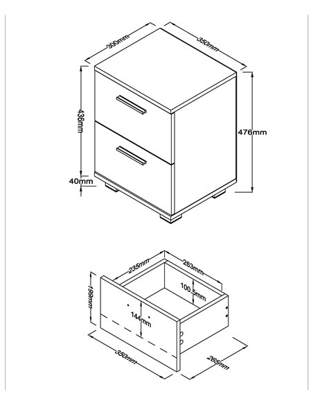 Core Products Lido 2 drawer bedside cabinet, LD210 - pic 117522 | FastDaddyshop