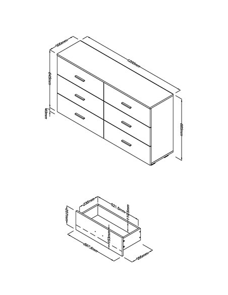 Core Products Lido 3+3 chest of drawers, LD233 - pic 117544 | FastDaddyshop
