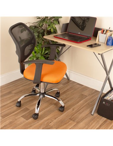 Core Products Loft Home Office home office chair in black mesh back, orange fabric seat with chrome base, LFCH29-OR