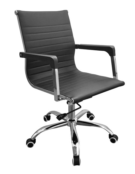 Core Products Loft Home Office home office chair with contour back in black faux leather with chrome base, LFCH30-BK - pic 117597 | FastDaddyshop