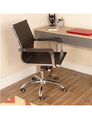 Core Products Loft Home Office home office chair with contour back in black faux leather with chrome base, LFCH30-BK