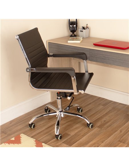 Core Products Loft Home Office home office chair with contour back in black faux leather with chrome base, LFCH30-BK - pic 117598 | FastDaddyshop