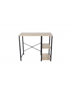 Core Products Loft Home Office study desk with side storage, oak effect top with black metal legs, LFDSK-01 2