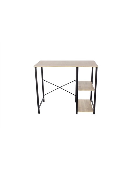 Core Products Loft Home Office study desk with side storage, oak effect top with black metal legs, LFDSK-01 - pic 117606 | FastDaddyshop
