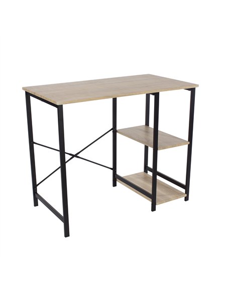 Core Products Loft Home Office study desk with side storage, oak effect top with black metal legs, LFDSK-01 - pic 117607 | FastDaddyshop