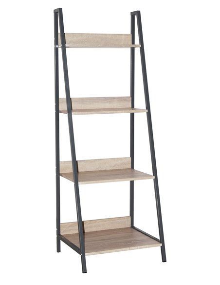 Core Products Loft Home Office ladder bookcase unit with oak effect and grey metal frames, LFDSK-05 - pic 117611 | FastDaddyshop