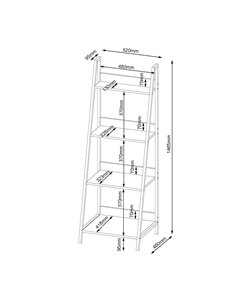Core Products Loft Home Office ladder bookcase unit with oak effect and grey metal frames, LFDSK-05 2