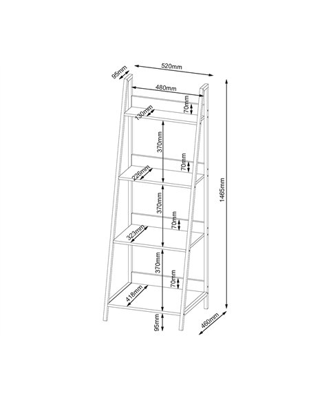 Core Products Loft Home Office ladder bookcase unit with oak effect and grey metal frames, LFDSK-05 - pic 117612 | FastDaddyshop
