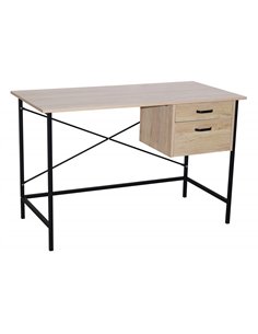 Core Products Loft Home Office 2 drawer desk with oak effect and grey metal legs, LFDSK-06