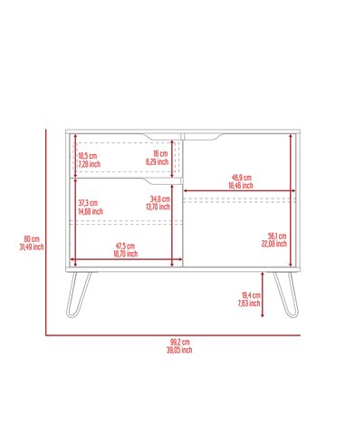 Core Products Manhattan small sideboard with 2 doors & 1 drawer , MN915