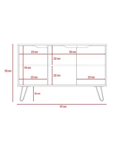 Core Products Manhattan medium sideboard with 3 doors, MN916