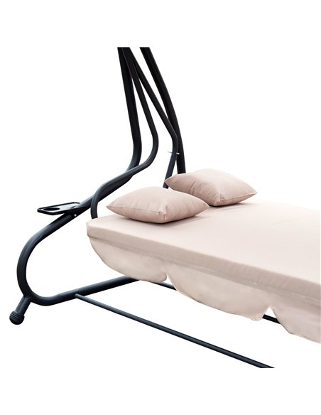 Outsunny 3 Seater Garden Swing Seat Bed Swing Chair 2-in-1 Hammock Bed Patio Garden Chair with Adjustable Canopy and Cushions, L - pic 11765 | FastDaddyshop